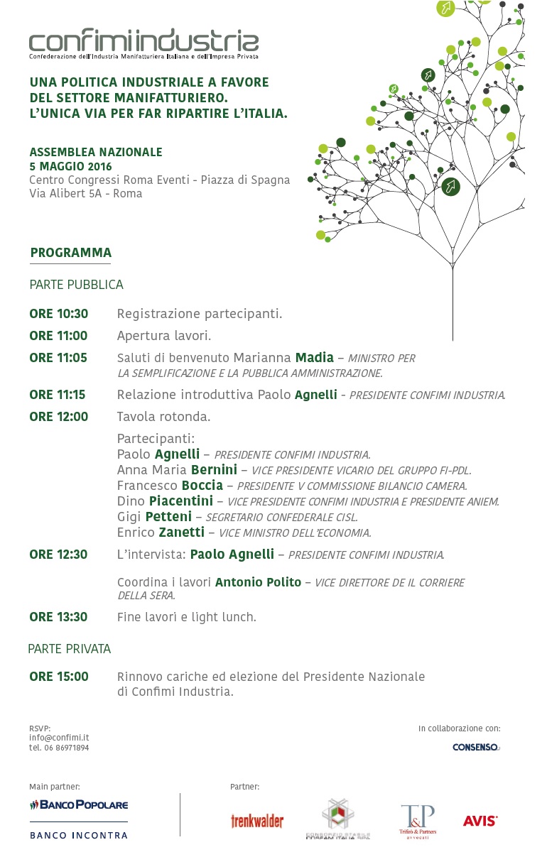 Confimi Industria programma assemblea 5 maggio